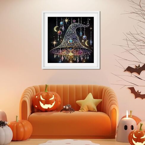 Genius maker Halloween Diamond Painting Kits for Adults, Witches 5D Diamond Art Kits for Beginners DIY Full Drill Gem Art Diamonds Painting Pictures DIY Crafts Kit for Wall Decor 12x16inch in Saudi Arabia