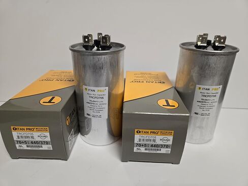 Generic 2 Pack Titan Pro Trcfd705 70/5 MFD 70 + 5 Dual Run Capacitor 440/370V A/C HVAC Air Comple in Kuwait