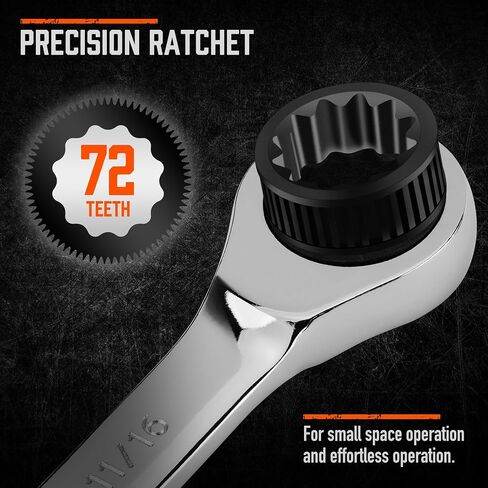 مجموعة مفاتيح الربط 26 قطعة | قياس و SAE | مجموعة Ratchet Wrchenches مع منظم | 72 الأسنان | Chrome Vanadium Steel | 6-19 مم و 1/4 "إلى 3/4" (13 قطعة متري و SAE) in Kuwait