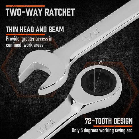مجموعة مفاتيح الربط 26 قطعة | قياس و SAE | مجموعة Ratchet Wrchenches مع منظم | 72 الأسنان | Chrome Vanadium Steel | 6-19 مم و 1/4 "إلى 3/4" (13 قطعة متري و SAE) in Kuwait