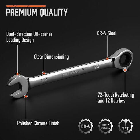 مجموعة مفاتيح الربط 26 قطعة | قياس و SAE | مجموعة Ratchet Wrchenches مع منظم | 72 الأسنان | Chrome Vanadium Steel | 6-19 مم و 1/4 "إلى 3/4" (13 قطعة متري و SAE) in Kuwait