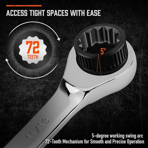مجموعة مفاتيح الربط 26 قطعة | قياس و SAE | مجموعة Ratchet Wrchenches مع منظم | 72 الأسنان | Chrome Vanadium Steel | 6-19 مم و 1/4 "إلى 3/4" (13 قطعة متري و SAE) in Kuwait