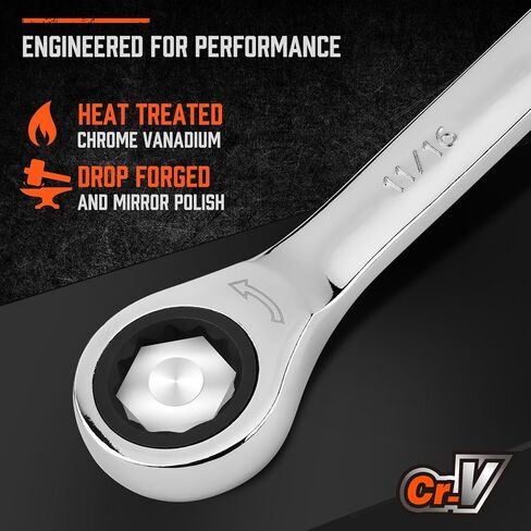 مجموعة مفاتيح الربط 26 قطعة | قياس و SAE | مجموعة Ratchet Wrchenches مع منظم | 72 الأسنان | Chrome Vanadium Steel | 6-19 مم و 1/4 "إلى 3/4" (13 قطعة متري و SAE) in Kuwait