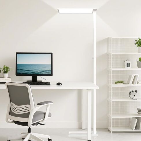 120W LED Floor Lamp, 76.8" Tall Reading Light, 10000LM Knob Dimming Standing Lamp, Full Spectrum Eye Care Reading Lamp, 4000K Natural Daylight for Study Room, Office, Living Room, Bedroom (Black) in Saudi Arabia