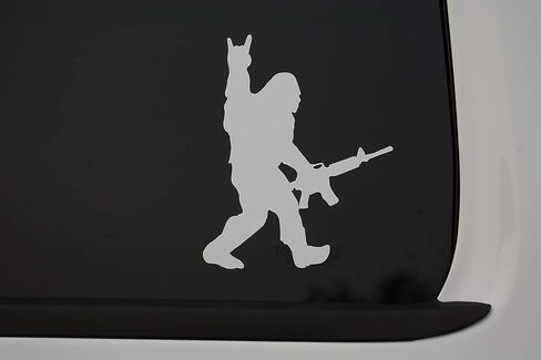 Bigfoot Sasquatch AR-15 Sticker Vinyl Decal Choose Size & Color!! Assault Rifle (V625) (White, 5" X 4.75") in Saudi Arabia