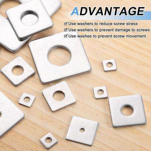 uxcell 20Pcs 1" Square Plate Washer for 3/8" Bolt, 304 Stainless Steel Bearing Plate Flat Washers Spacer Gasket for Machinery Repair, Outdoor Construction (0.08" Thick) in Saudi Arabia