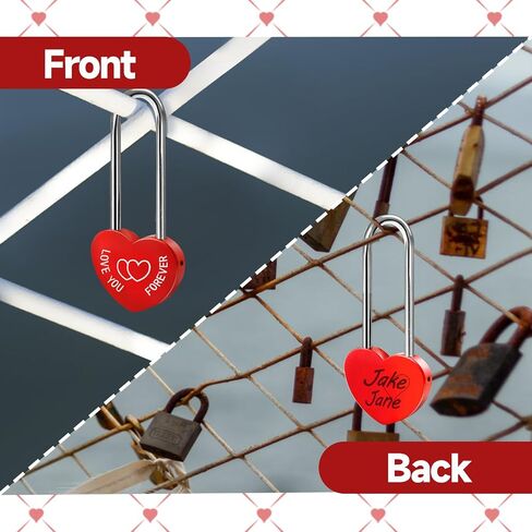 2 PCS Red 3.5" 50mm Love Padlock Single Heart Lock,Love-You-Forever Metal Aluminum Padlock for Lovelock Bridge,Wedding & Anniversary(Keyless) in Saudi Arabia