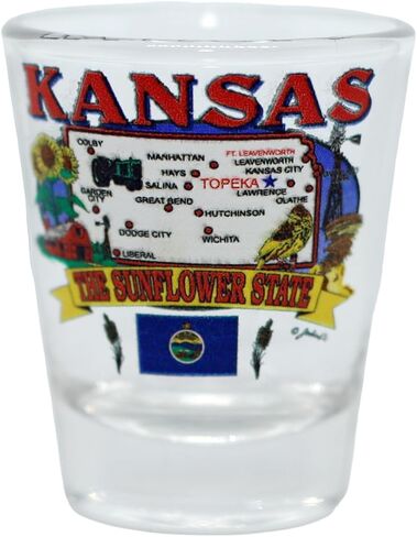 Kansas State Elements Map Shot Glass in Saudi Arabia