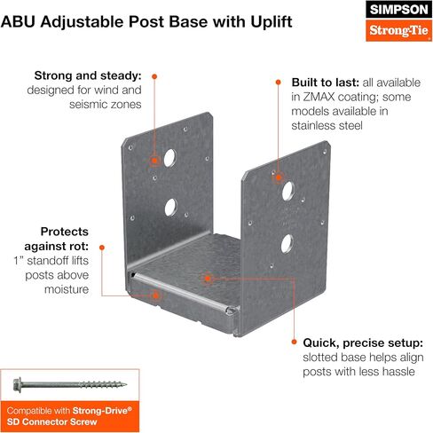 Simpson Strong-Tie ABU44SS ABU Stainless-Steel Adjustable Post Base for 4x4 (Pack of 6) in Saudi Arabia