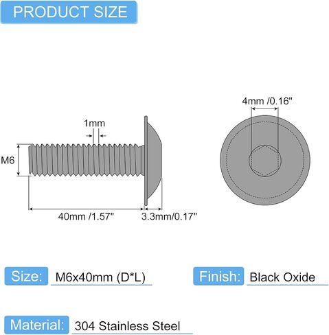 uxcell 100Pcs M3-0.5x8mm Flanged Button Head Socket Cap Screws, 304 Stainless Steel Socket Drive Fasteners Bolts, Fully Thread Machine Screws, Black in Saudi Arabia
