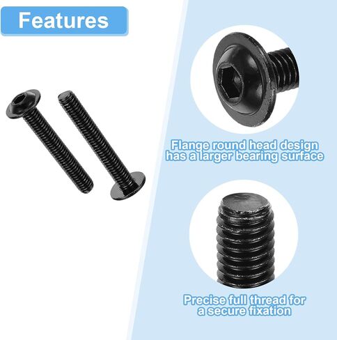 uxcell 100Pcs M3-0.5x8mm Flanged Button Head Socket Cap Screws, 304 Stainless Steel Socket Drive Fasteners Bolts, Fully Thread Machine Screws, Black in Saudi Arabia