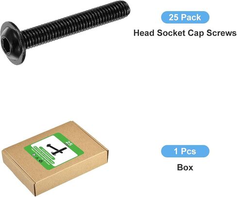 uxcell 100Pcs M3-0.5x8mm Flanged Button Head Socket Cap Screws, 304 Stainless Steel Socket Drive Fasteners Bolts, Fully Thread Machine Screws, Black in Saudi Arabia