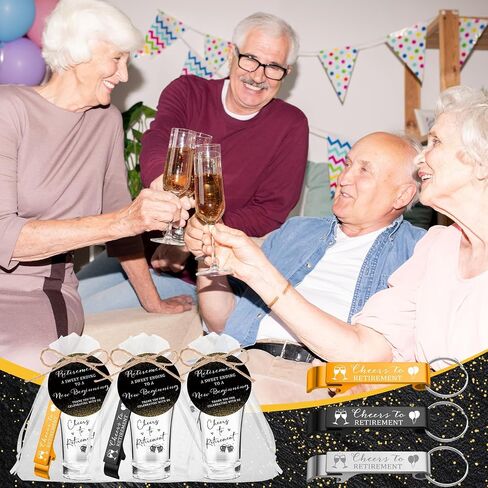 Vesici 50 Set Retirement Party Favors for Guests 3 colors Bottle Opener Keychains Bulk Cheers to Retirement Acrylic Short Glasses Thank You Tags with Organza Bags Twine Party Souvenirs Gifts in Saudi Arabia