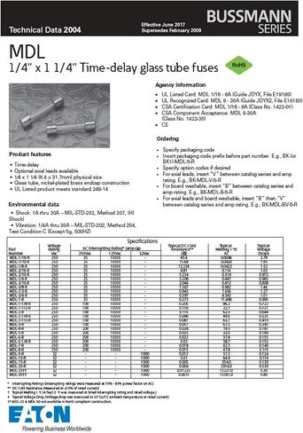 Bussmann MDL-6 6 Amp Time Delay Glass Tube Fuse, 250Vac, UL Listed 5-in Tin, 5 Pack in Saudi Arabia