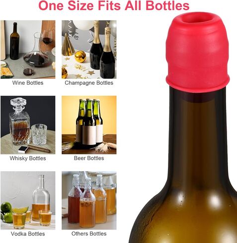 6pcs سدادة النبيذ من السيليكون ، سدادة زجاجة النبيذ سدادة قابلة لإعادة الاستخدام سدادات لخمور الزجاجات سدادات سدادات الختم النبيذ لأغطية البارات المطبخ البيرة الشمبانيا. in Kuwait
