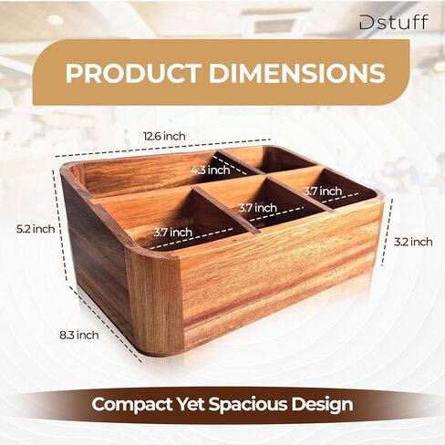 DSTuff Acacia Wood Coffee Station منظم لـ Confertop ، منظم الشاي وحامل ، Coffe Bar Caddy مع مقصورات متعددة للمنزل والمكاتب in Saudi Arabia
