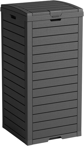 31 Gallon Outdoor Trash Can, Waterproof Trash Can Cabinet for Outside, Resin Garbage Bin with Lid and Drip Tray for Easy Cleaning for Patios, Kitchens, and Outdoor Entertaining（Black） in Saudi Arabia