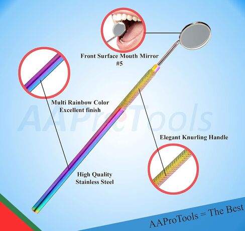 4 PCS Multi Rainbow Basic Economy Professional Professional Dental Hygiene Plaque Set ، Scaler Explorer Explorer Excavator Mirt Mirror Tweezer W/Case Instruments Home College Use for البالغين in Saudi Arabia