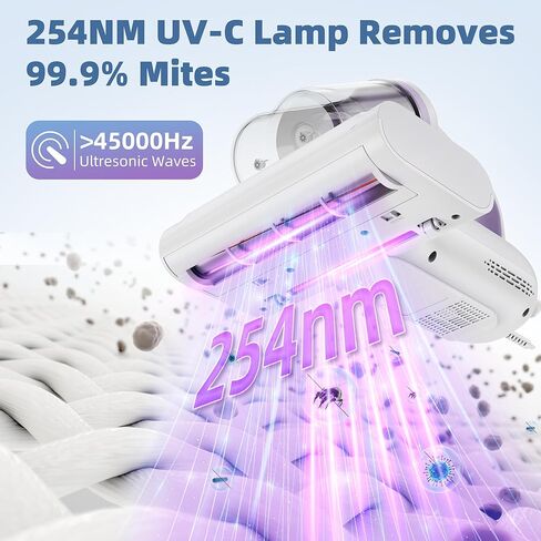 منظف ​​فراغ مرتبة ، مكنسة كهربائية للأشعة فوق البنفسجية للمراتب مع التنظيف العميق للموجات فوق الصوتية والدفاع ، فصح الشعر البالغة 15 كيلو باسكال للحيوانات الأليفة للسرير/الأريكة (الحبل ، الأرجواني الخيالي) in Kuwait
