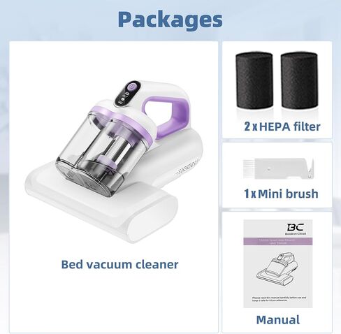 منظف ​​فراغ مرتبة ، مكنسة كهربائية للأشعة فوق البنفسجية للمراتب مع التنظيف العميق للموجات فوق الصوتية والدفاع ، فصح الشعر البالغة 15 كيلو باسكال للحيوانات الأليفة للسرير/الأريكة (الحبل ، الأرجواني الخيالي) in Kuwait