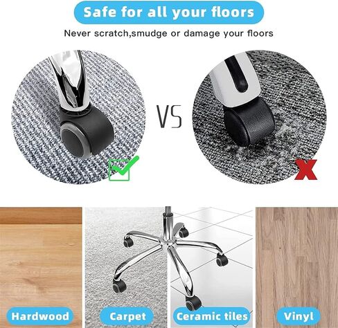 Chair Caster Wheels Replacement for Hardwood Floors and Carpet- Heavy Duty Caster Support 5Pcs in Saudi Arabia
