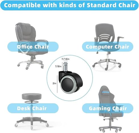 Chair Caster Wheels Replacement for Hardwood Floors and Carpet- Heavy Duty Caster Support 5Pcs in Saudi Arabia