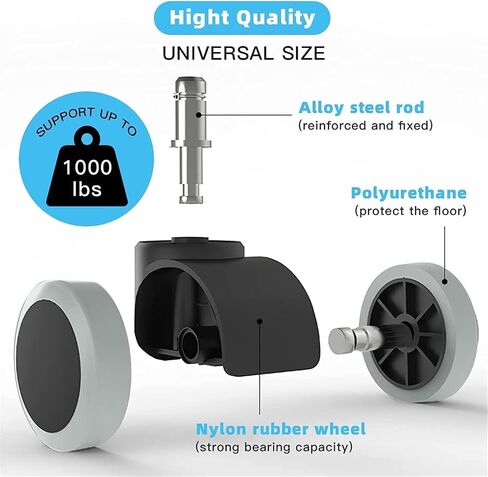 Chair Caster Wheels Replacement for Hardwood Floors and Carpet- Heavy Duty Caster Support 5Pcs in Saudi Arabia