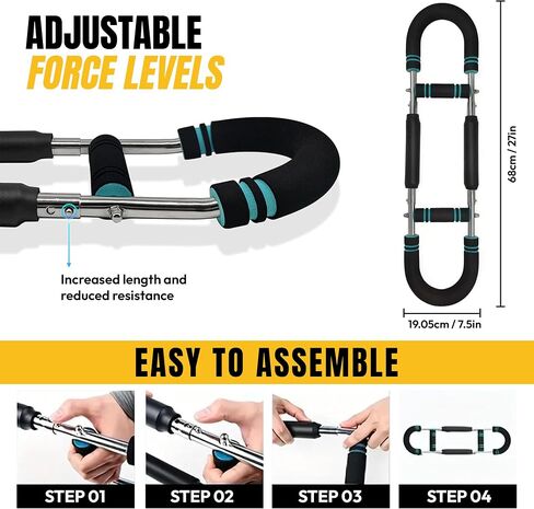 Adjustable Power Twister Bar For Arm Strength, Chest Stength Training Exercise Equipment, Heavy Duty Steel Construction, 66-88 110LBS, Portable Power, Detachable, Home Workout, Fitness. in Saudi Arabia