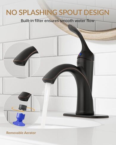 Oil Rubbed Bronze Bathroom Sink Faucet 1 Hole Single Handle Bathroom Faucets Farmhouse RV Lavatory Vanity with Pop Up Drain Parts with Overflow in Kuwait