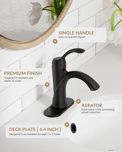 Oil Rubbed Bronze Bathroom Sink Faucet 1 Hole Single Handle Bathroom Faucets Farmhouse RV Lavatory Vanity with Pop Up Drain Parts with Overflow in Kuwait