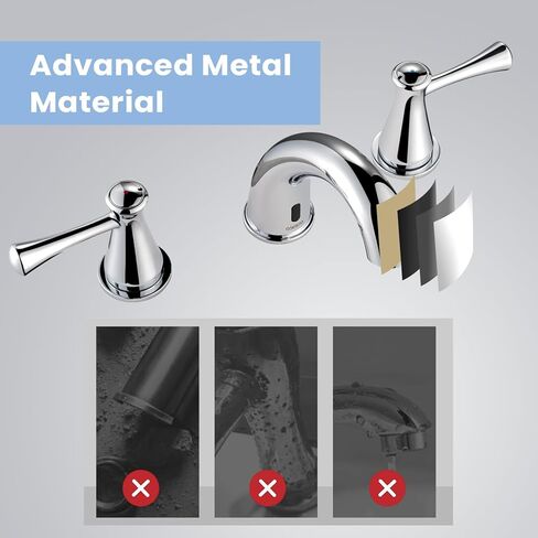 صنبور الحمام بلا لمس للاثابة 3 ثقوب مع 3 مقابض ، والتحكم في درجة الحرارة وتدفق المياه القابلة للتعديل ، وأوضاع تحريض قصيرة وطويلة ، مستشعر حركة السيارات المصنوعة من النيكل صنبور مجموعة 29180 in Kuwait