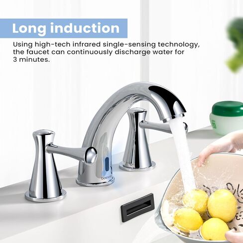 صنبور الحمام بلا لمس للاثابة 3 ثقوب مع 3 مقابض ، والتحكم في درجة الحرارة وتدفق المياه القابلة للتعديل ، وأوضاع تحريض قصيرة وطويلة ، مستشعر حركة السيارات المصنوعة من النيكل صنبور مجموعة 29180 in Kuwait