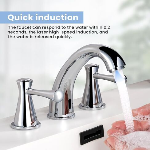 صنبور الحمام بلا لمس للاثابة 3 ثقوب مع 3 مقابض ، والتحكم في درجة الحرارة وتدفق المياه القابلة للتعديل ، وأوضاع تحريض قصيرة وطويلة ، مستشعر حركة السيارات المصنوعة من النيكل صنبور مجموعة 29180 in Kuwait