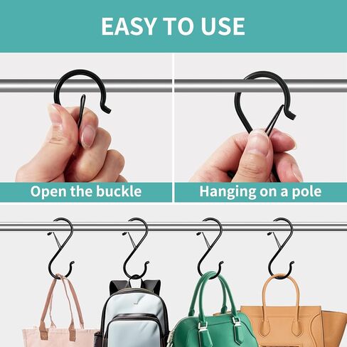 9 Pcs S Hooks for Hanging, 3.5 inch Heavy Duty S Hook of Metal for Clothes Rails, Closet Hooks with 0.5-inch Safety Buckle, S Hook for Hanging Plants, Kitchen Utensil, Pots, Pans, Bags in Saudi Arabia