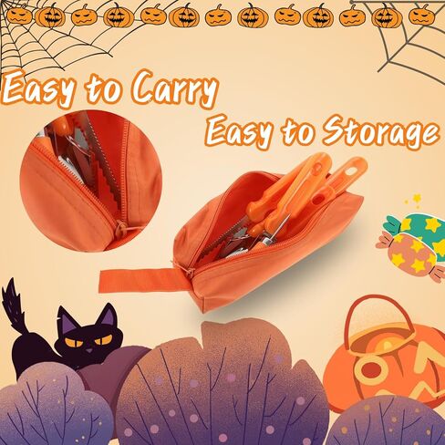 طقم نحت اليقطين ، 10 مساءً محترفة نحت من الفولاذ المقاوم للصدأ من الفولاذ المقاوم للصدأ مع علبة حمل ، وأداة نحت النحت على الجانب المزدوج لزينة الهالوين ، وآمنة ودائمة للأطفال البالغين in Kuwait