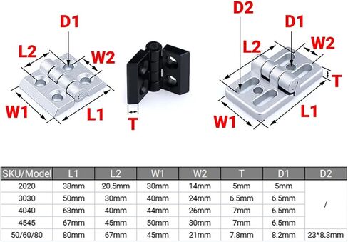 2020 3030 4040 4545 زنك سبيكة المفصلات ملحق ملف تعريف الألومنيوم 5/10pcs (2020 Silver (10pcs)) in Kuwait