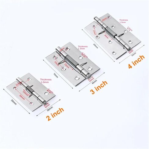 2inch 3inch 4inch Spring Loaded Hinges Cabinets Stainless Steel 6/10Pcs(4inch 100x62x1.3mm,10pcs) in Saudi Arabia