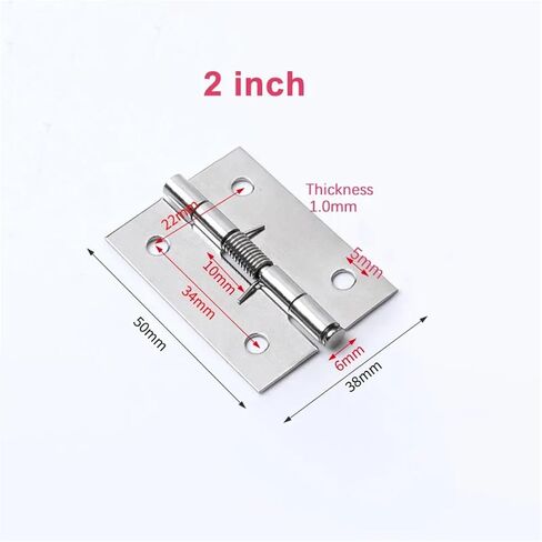 الربيع الفولاذ المقاوم للصدأ الباب الإغلاق مفصلات 2inch 3inch 4inch 6/10pcs (2inch 50x38x1mm ، 6pcs) in Saudi Arabia