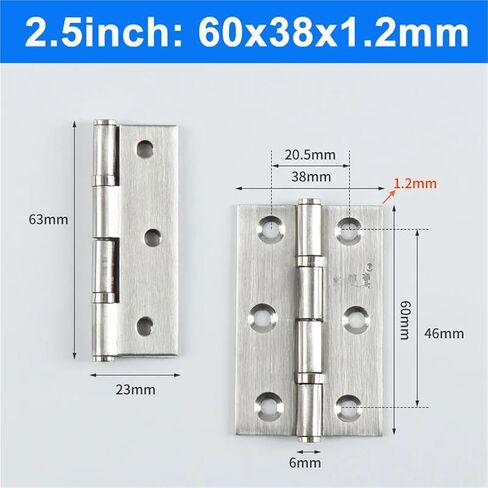 2'' 2.5'' 3'' Mute Door Hinges Stainless Steel Folding Flat 4/10/20/40pCS(2.5inch,10pcs(5 Pairs)) in Saudi Arabia