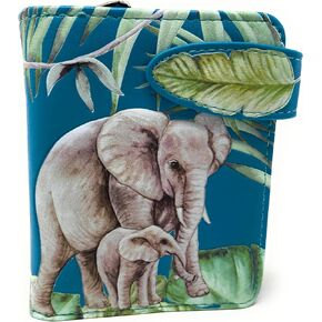 Shag Wear Elephant Jungle Small Animal Wallet for Women and Teen Girls Vegan Faux Leather 4.5" Teal