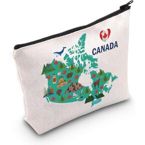 MEIKIUP Canada Gift Canada Travel Cosmetic Bag Canada Travel Memory Map Gift Canada Travel Gift Canada Souvenir Canada Lover Gift (Map Canada Bag)