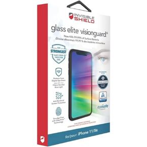 ZAGG InvisibleShield Glass Elite VisionGuard+ لهاتف iPhone 11 وiPhone XR - حماية شديدة من الكسر والصدمات والخدوش، مقاوم لبصمات الأصابع - شفاف in Kuwait