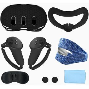 7pcs Accessories Set for Meta Quest 3, Anti-Scratch VR Shell Cover, Face Cover, Button Rocker Caps, Lens Protective Cover, Wiping Cloth, Eye Mask, VR Accessories for Meta Quest 3 in Kuwait