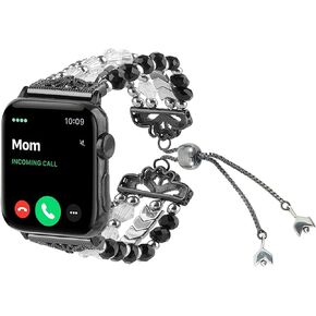 Crystal Bracelet Watch Band - Fashion Beaded Apple Watch Band, Stretchy Adjustable Bracelet Watches for Women, Widely Compatible with Apple Series Watches (38mm/40mm/41mm/42mm/44mm/45mm)
