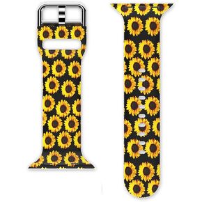 Silicone Band with Floral Printed Pattern Sport Replacement Strap for Apple Watch Series