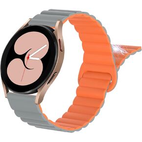 أحزمة حلقة SKYLET متوافقة مع ساعة Samsung Galaxy Watch 4 Watch 5 40mm 44mm/Watch 5 Pro 45mm/Watch 4 Classic 42mm 46mm/Galaxy Active 2/Gear Sport للرجال والنساء، حزام سيليكون 20 مم مع مغناطيس قوي in Kuwait