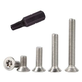 M8-1.25 x 10mm 20 pcs Flat Head Torx Safety Machine Screw Bolt 304 Stainless Steel 18-8 Tamper-Proof Screw, Full Thread, Bright Surface