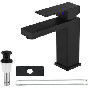 Single Handle Vessel Sink Faucet Tall Bathroom Bowl Basin Mixer Tap One Hole with Water Supply Line, Brushed Nickel