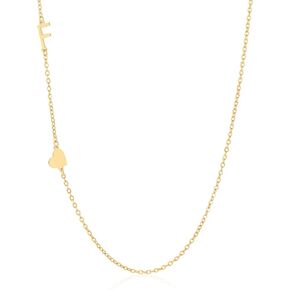 ACECHA Dainty Initial Necklaces for Women, 18k Gold Plated Sideways Letter Love Heart Necklace Tiny Cute Personalized A-Z Name Choker Necklaces for Teen Girls Jewelry Trendy Gift