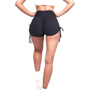 Women's Cross Waist Yoga Booty Shorts Scrunch Butt Lifting Workout Gym Spandex Dance Hot Crossover Leggings Shorts